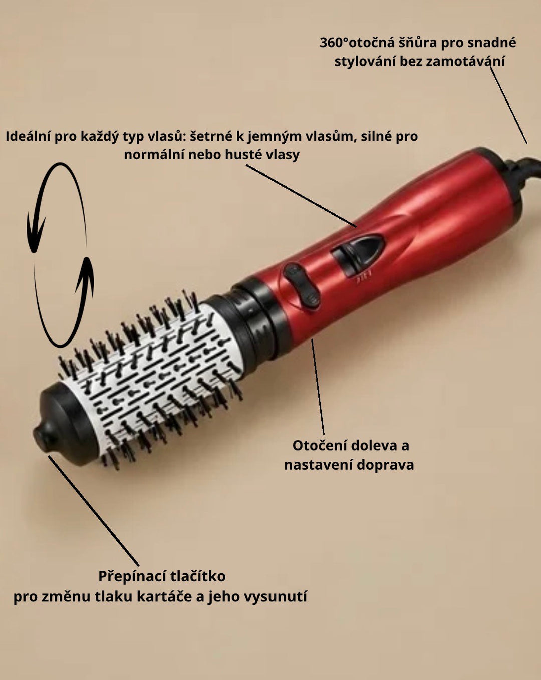 3 v 1 horká kartáč na vlasy