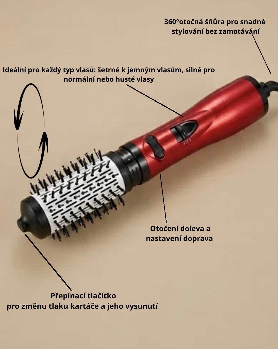 3 v 1 horká kartáč na vlasy